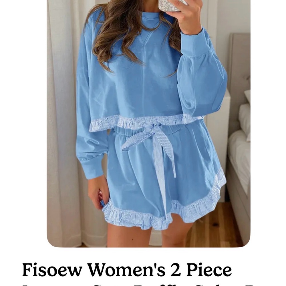 TikTok Shop - Women's Blue 2-Piece Lounge Set